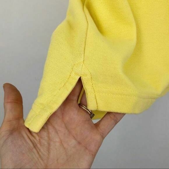 Chaps Men's Polo Shirt Yellow Size L 100% Cotton Short Sleeve 1/4 Button Top - Picture 4 of 6
